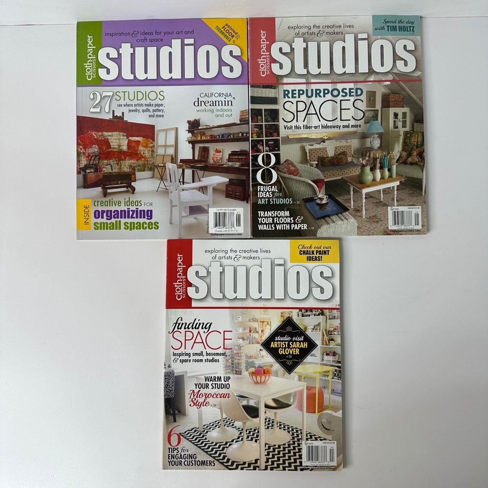 Cloth Paper Scissors Studios Magazine Lot  3 Issues Spring 2012 2014 Winter 2014